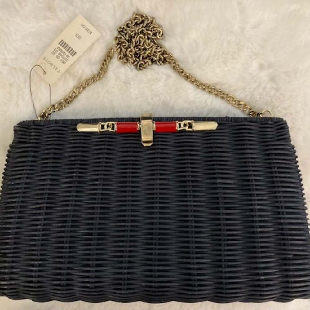 Women Brand New Talbots Woven Navy Blue Convertible Handbag